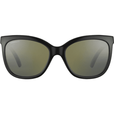 Serengeti Agata 8971 Shiny Black Green Mineral Polarised cat round womens sunglass cullture front
