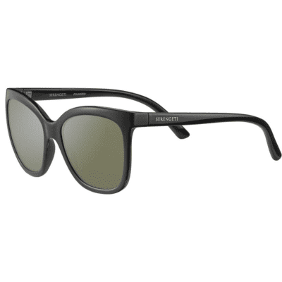 Serengeti Agata 8971 Shiny Black Green Mineral Polarised cat round womens sunglass cullture side