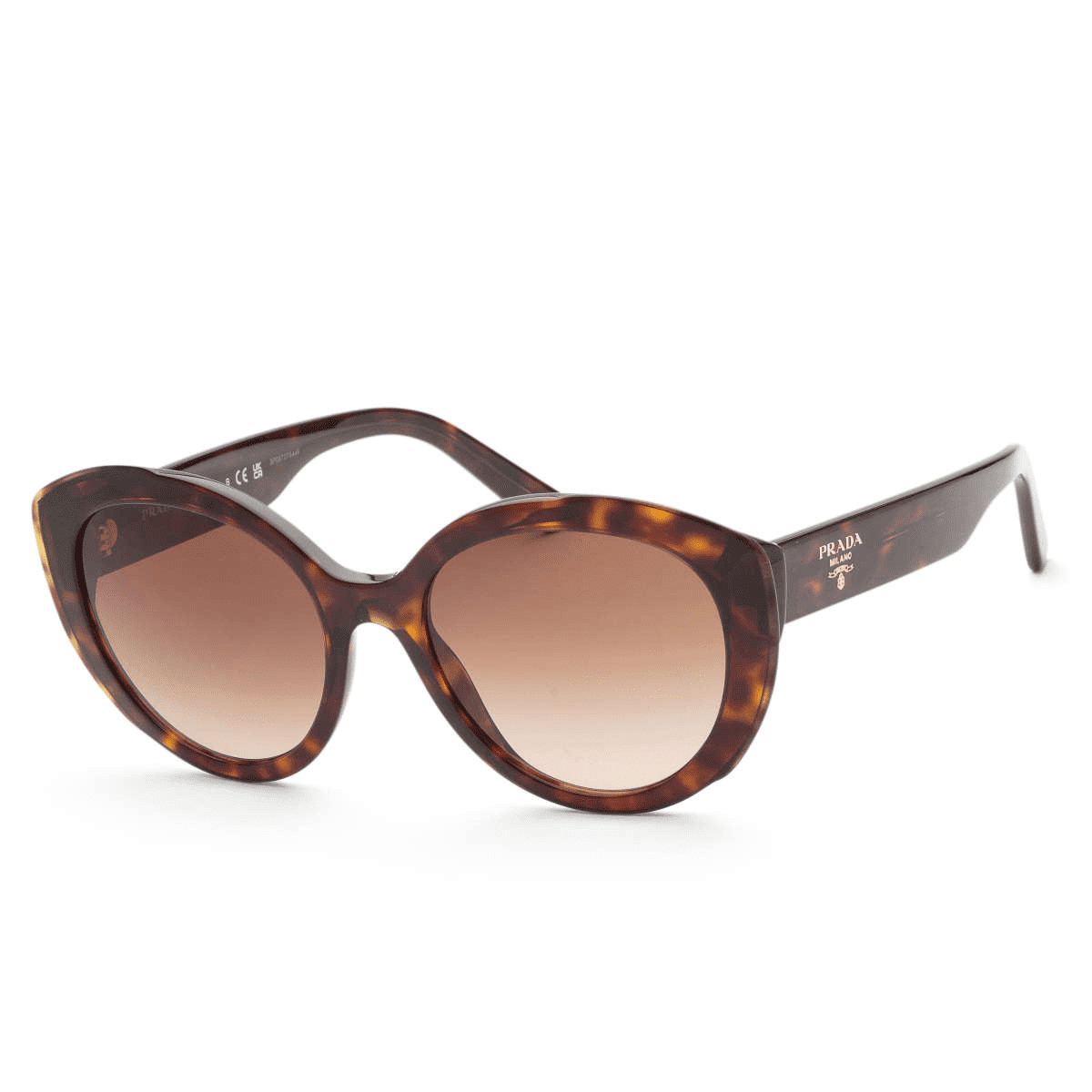 Prada PR01YS 2AU6S1 54 Havana Tortoise Brown cat eye round sunglass culture