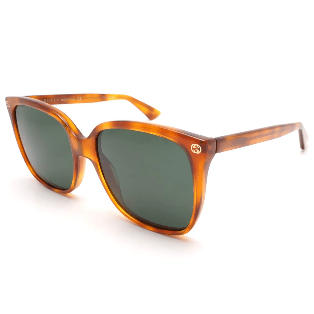 Gucci GG0022S 002 57 Brown havana Green lens classic sunglass culture side