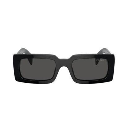 PRADA A07S BLACK GREY RECTANGLE ACETATE SUNGLASS CULTURE FRONT