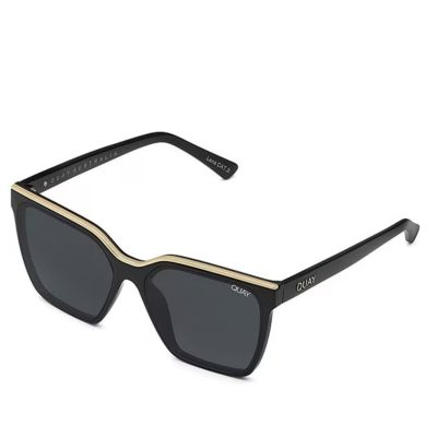 QUAY LEVEL BLACK GOLD POLARISED WOMENS OVERSIZED SQUARE SUNGLASS CULTURE SIDE