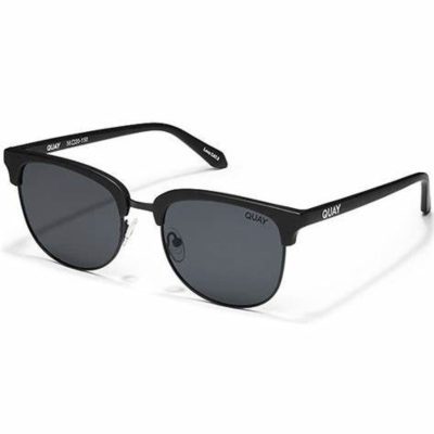 Quay Evasive XL Matte Black Smoke Polarised Metal Square Unisex Sunglass Culture side