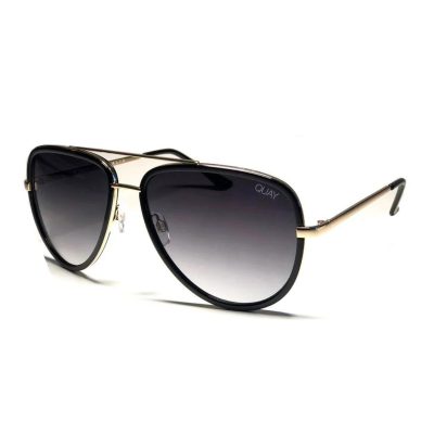 Quay All In Black Smoke Gold Aviator Womens Sunglass Culture Side