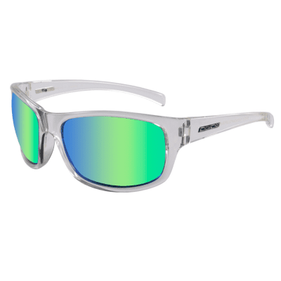 Dirty Dog Shock 53509 Clear Crystal Green Fusion Mirror Polarised mens wrap sunglass culture