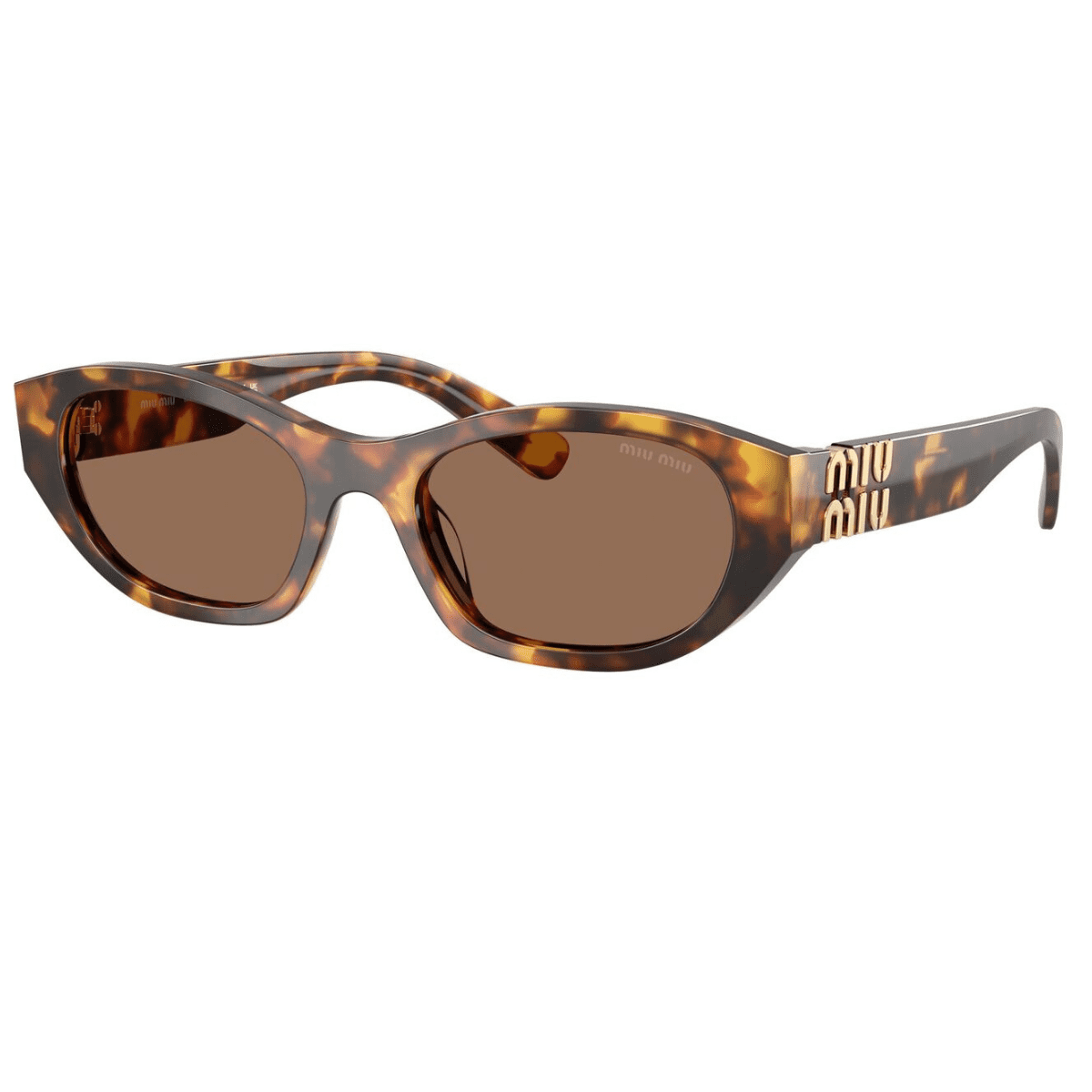 A03S 14L60M 53 miu miu honey havana brown slim womens cat eye sunglass culture side view