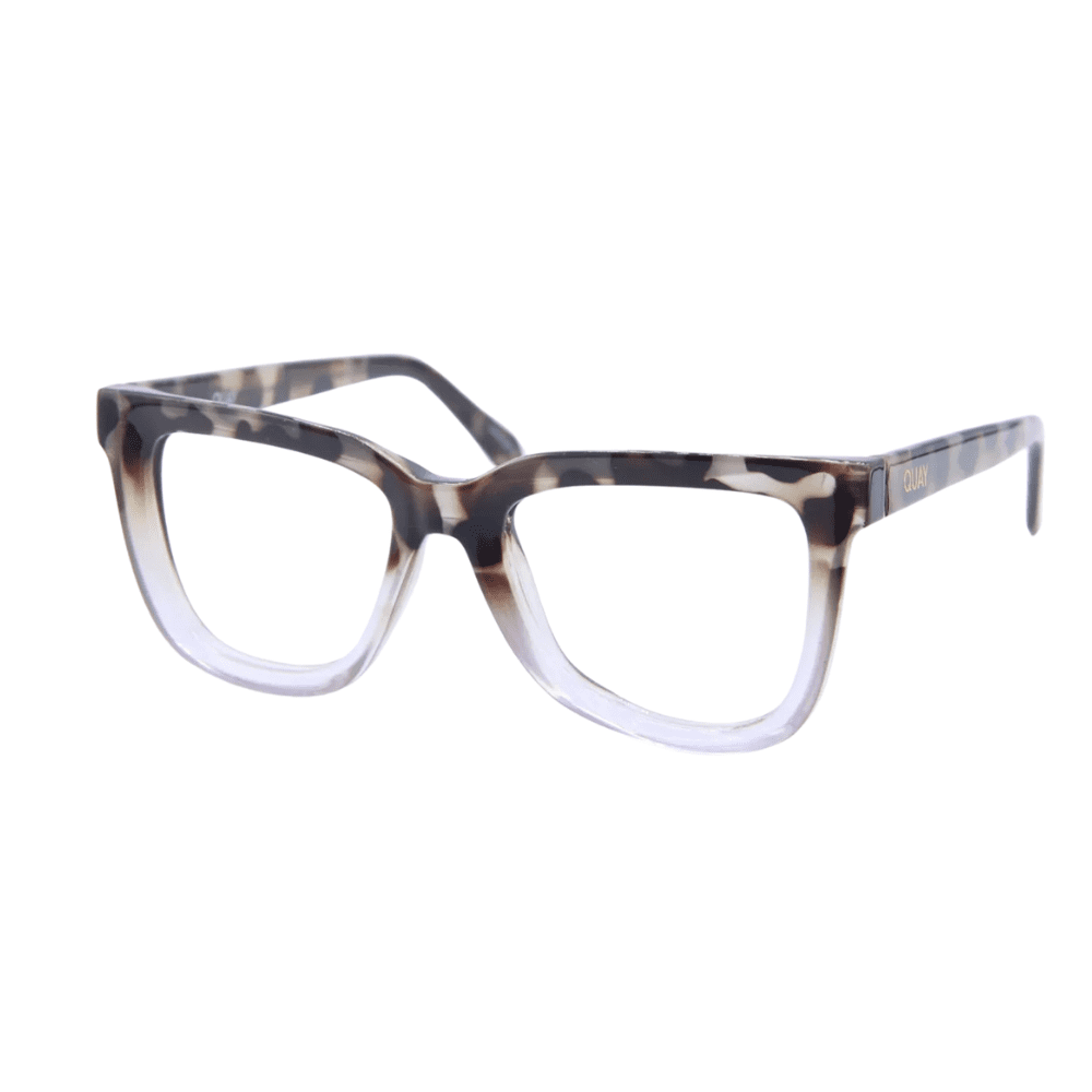 Quay Wired Bevel Oversized Tort/Clear Blue Light Blocker