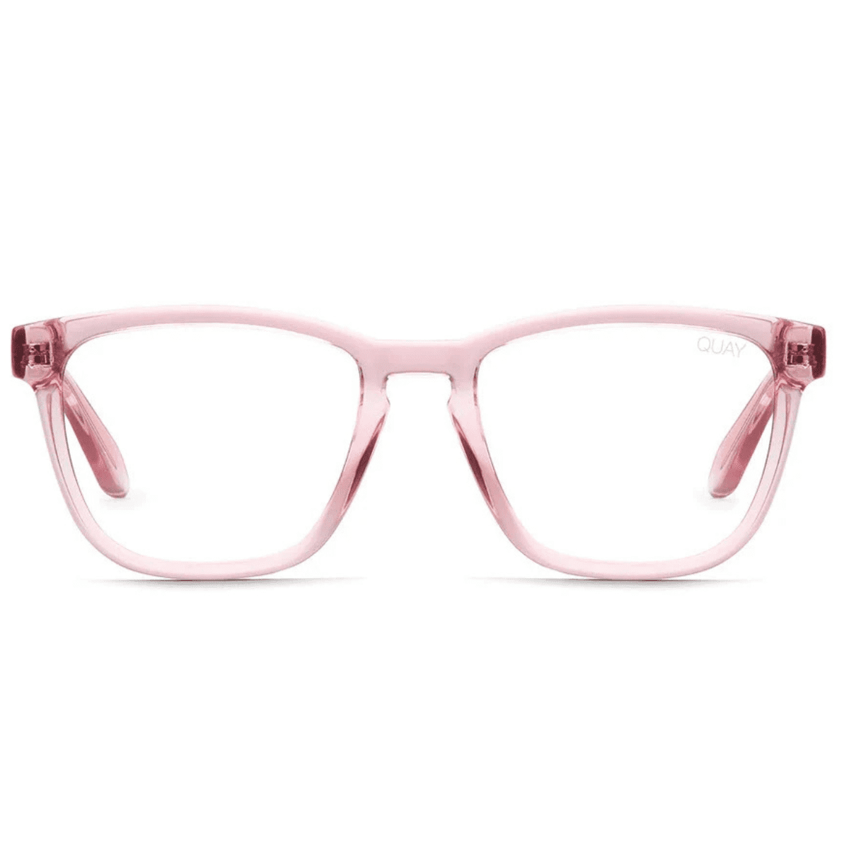 QQUAY HARDWIRE Pink clear blue light blocker front sunglass culture