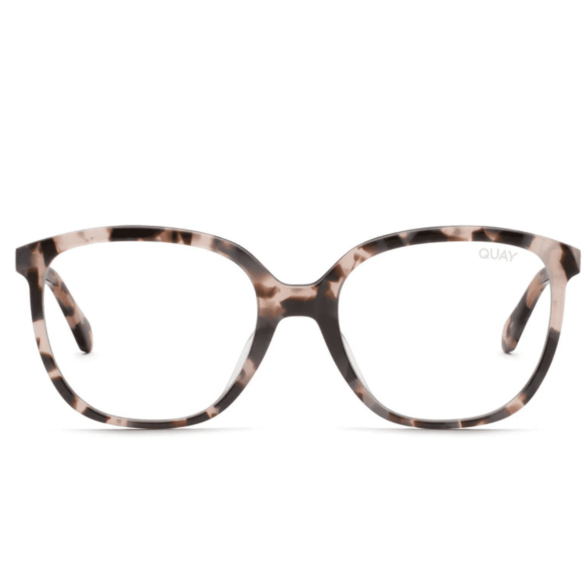 Quay call me milky tort blue light blocker rounded square large shape womens blue light blocking device glasses sunnglass culture front view
