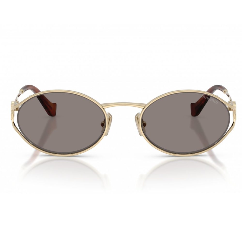 MIU MIU 52YS ZVN80Q 54 GOLD GreY sunglass culture coomera metal oval sunnies