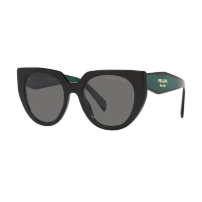 Prada PR14WS 1AB5Z1 52 Black/Grey Polarised Cateye Sunglass Culture Side